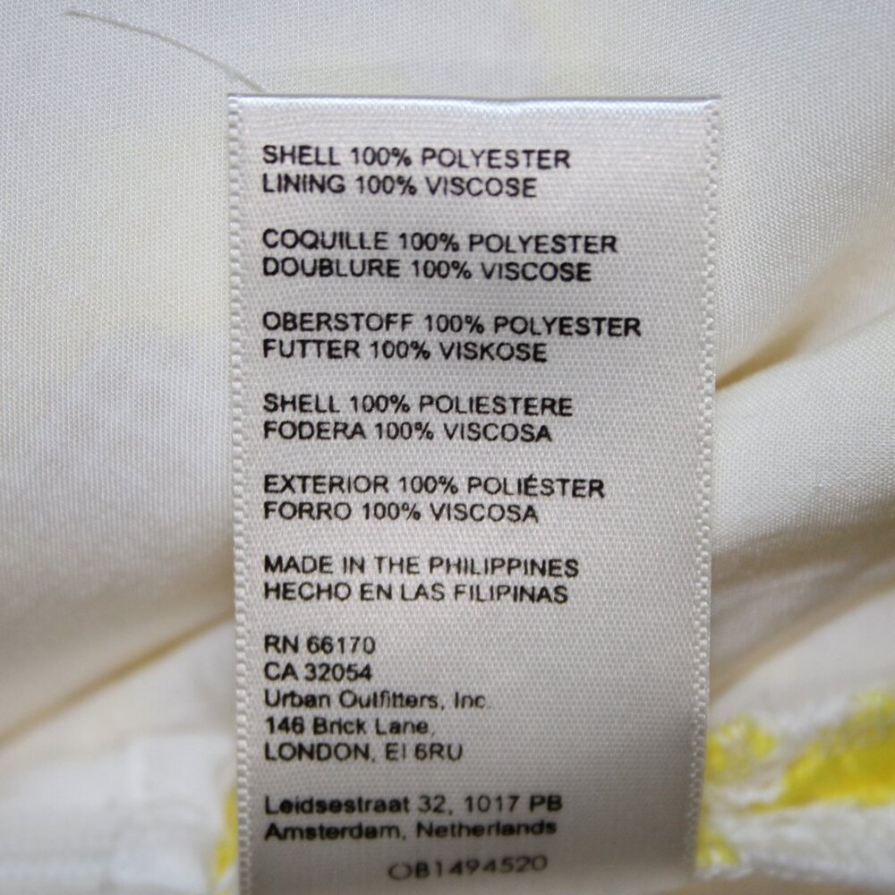 Maeve Dress $170 Sz 10 Yellow White Lined Embroidered V Neck Poly Viscose - Picture 13 of 16
